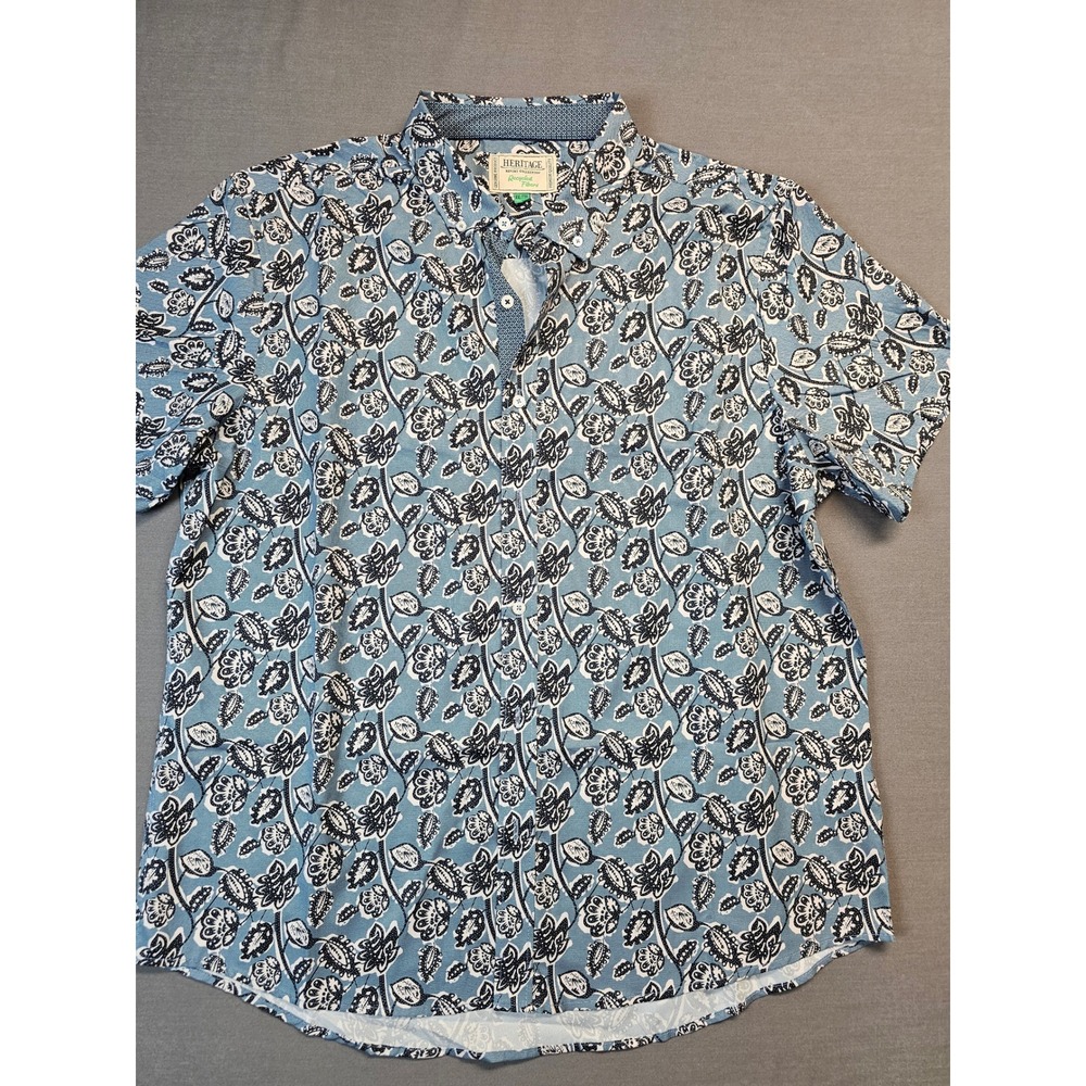 Heritage Report Collection Shirt Mens Recycled Fibers Short Sleeve Button Up XXL